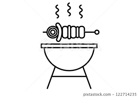 Barbecue grill simple icon vector illustration Summer camping cooking 122714235
