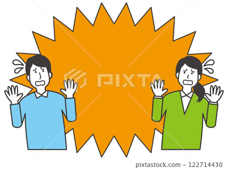 Illustration of an impatient man and woman with copy space 122714430