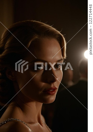 Profile of a beautiful woman with a mysterious aura 122714448