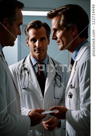 Highly skilled doctors exchanging ideas at a hospital 122714449