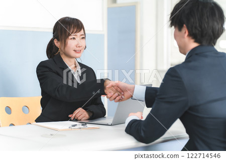 Businesswomen shaking hands (business negotiations, contracts, deals, succession, cooperation) Businesswomen shaking hands (business negotiations, contracts, deals, succession, cooperation) 122714546