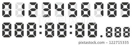 Vector illustration set of monochrome digital numbers 122715335