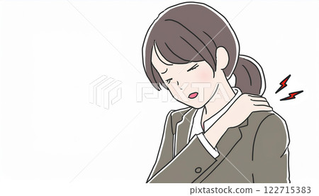 Businessmen and businesswomen suffering from shoulder pain Businessmen and businesswomen suffering from shoulder pain 122715383