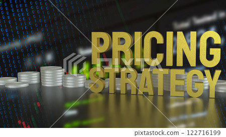 The Gold Pricing strategy  and coins for Business concept 3d Rendering. 122716199