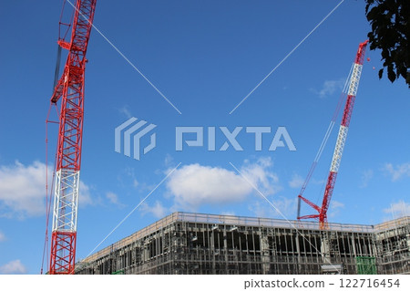 Crane at a construction site under construction Logistics Center Hyogo Prefecture 122716454