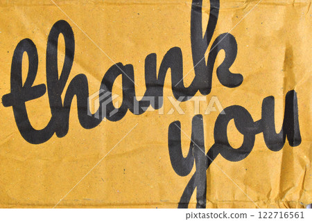 thank you wording on cardboard box texture background thank you wording on cardboard box texture background 122716561