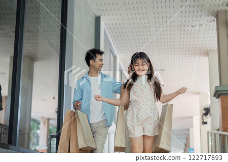 Family shopping adventure at the mall joyful moments captured in a vibrant retail environment 122717893