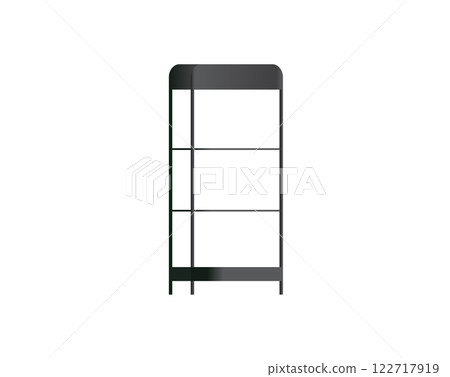 Modern metal grey stylish and retro showcase rack for retail shop design Modern metal grey stylish and retro showcase rack for retail shop design 122717919