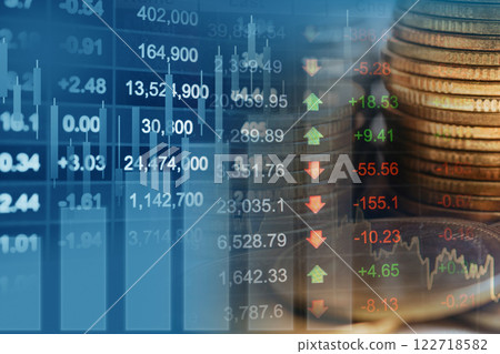 Stock market finance business, economy trend graph digital technology. Stock market finance business, economy trend graph digital technology. 122718582