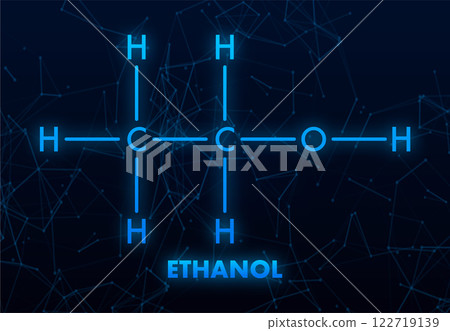 Ethanol Molecular Structure with Glowing Bonds on Dark Background 122719139