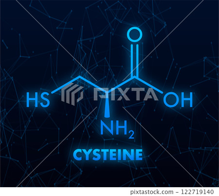 Cysteine, an Important Amino Acid and Antioxidant, Chemical Structure Depicted on Plexus Background 122719140