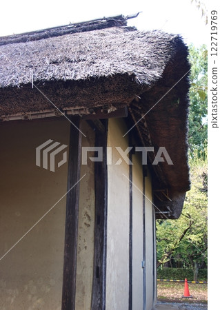Thatched roof and clay wall 122719769