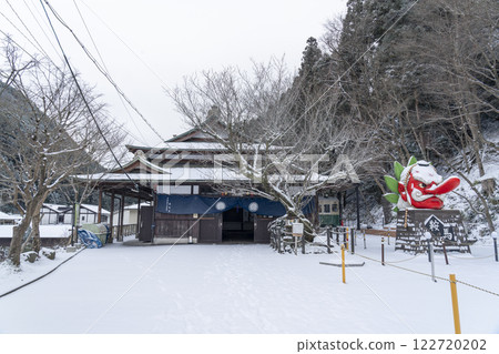 皚皚白雪的睿山電鐵鞍馬站 鞍馬天狗大天狗 122720202