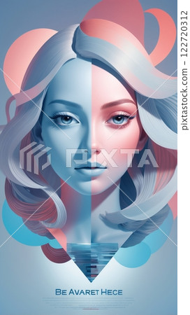 A wallpaper for women with a futuristic feel in pastel colors 122720312