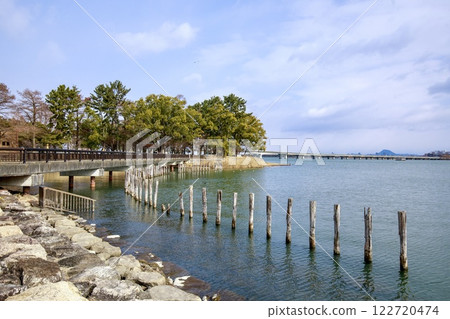 大津市、齋瀨城跡公園和遠處的近江富士山 122720474