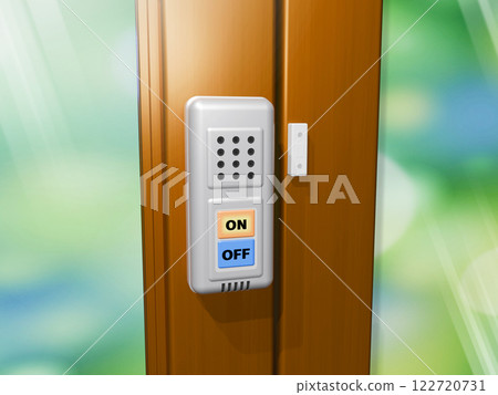 Crime prevention image (window security buzzer/window security alarm) with background 122720731
