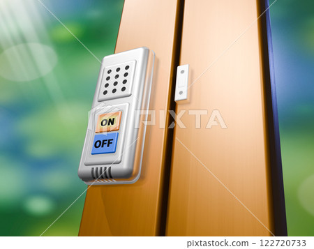 Crime prevention image (window security buzzer/window security alarm) with background Crime prevention image (window security buzzer/window security alarm) with background 122720733
