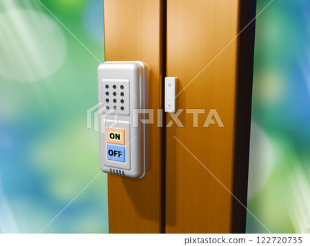Crime prevention image (window security buzzer/window security alarm) with background 122720735