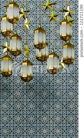 Eid Mubarak, 3D illustration Background for advertising and wallpaper in festival and religion scene. 3D rendering in decorative concept. Eid Mubarak, 3D illustration Background for advertising and wallpaper in festival and religion scene. 3D rendering in decorative concept. 122721190