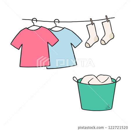 Illustration of drying laundry Illustration of drying laundry 122721520