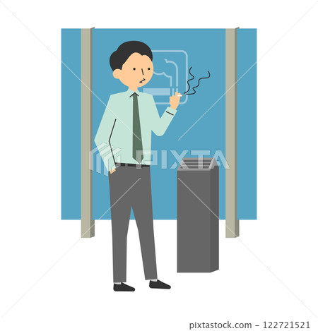 一名男子在吸煙區吸煙的插圖 122721521