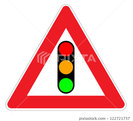 triangle traffic sign with traffic lights illustrator 122721737