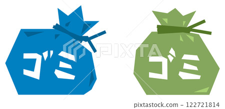 Illustration of burnable and non-burnable trash placed in a dust bag 122721814