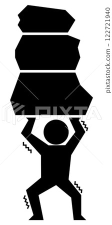 Illustration of a person struggling with the burden of taxes and debt Illustration of a person struggling with the burden of taxes and debt 122721940