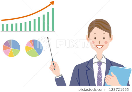 Pointer stick, investment, graph, illustration of a businessman giving a presentation Pointer stick, investment, graph, illustration of a businessman giving a presentation 122721965