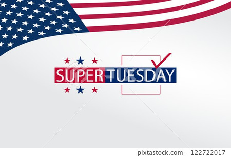 Super Tuesday logo designed with the American flag emphasizing a key event in the electoral process of the U.S. Super Tuesday logo designed with the American flag emphasizing a key event in the electoral process of the U.S. 122722017