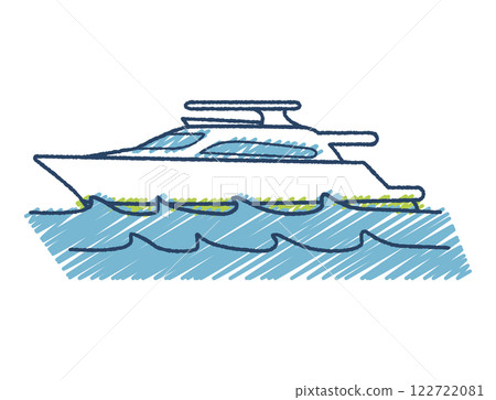 手繪插畫一艘在海上航行的船 122722081