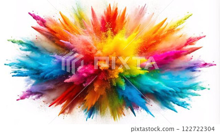 A colorful explosion of powder paint against a white A colorful explosion of powder paint against a white 122722304