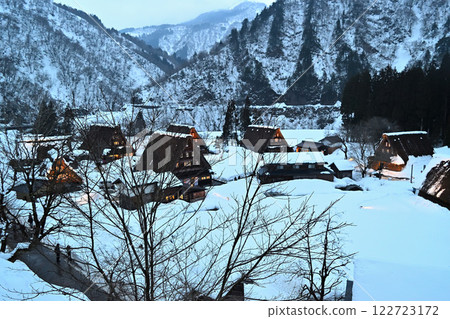Gokayama Suganuma Village illuminated at dusk Gokayama Suganuma Village illuminated at dusk 122723172