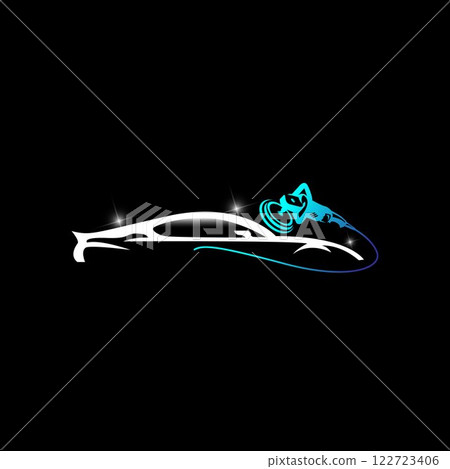 car Auto detailing vector logo Carwash spa Automotive automobile logo design template turquoise green, silver gradation 122723406