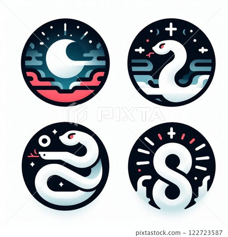 White snake circle icon 122723587