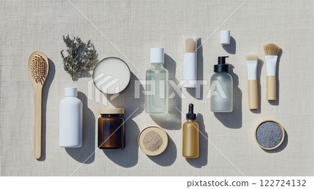Eco-friendly spa products laid out for a sustainable and elegant Valentines Day experience emphasizing reusable packaging and organic skincare Eco-friendly spa products laid out for a sustainable and elegant Valentines Day experience emphasizing reusable packaging and organic skincare 122724132