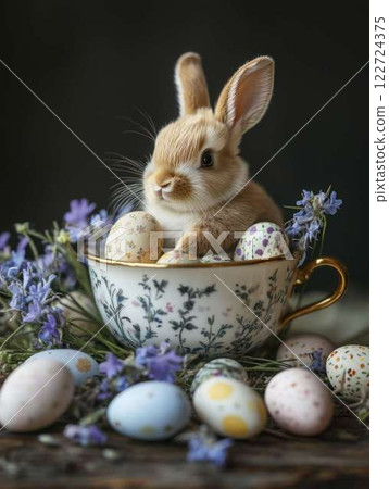 A_cute_bunny_with_easter_decoration	 122724375