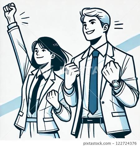 Illustration of a man and woman working hard towards their goals 122724376