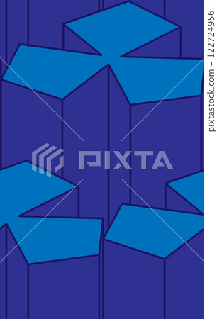 Blue 3D blocks geometric seamless pattern 122724956
