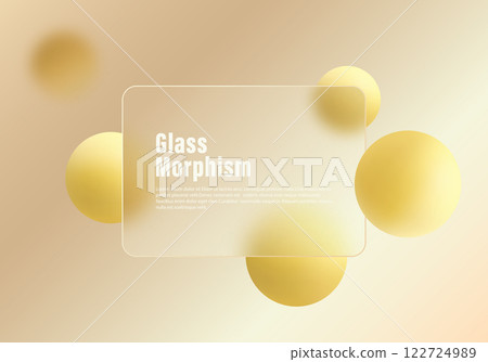 Glass morphism website landing page template. Gradient background, transparent material partition and spheres. Glass morphism website landing page template. Gradient background, transparent material partition and spheres. 122724989
