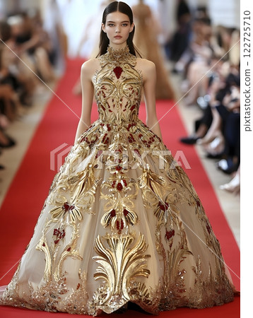 young woman in a wedding dress 122725710