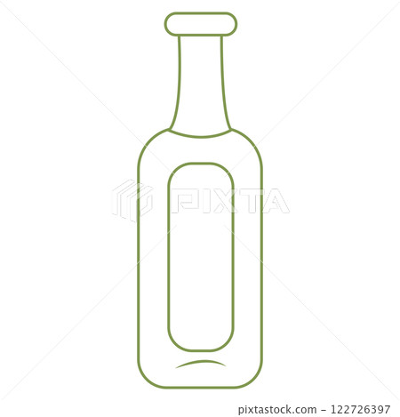 Retro bottle for wine, oil in doodle style. Vector illustration isolated on white background. 122726397