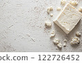 cottage cheese on a light background, food photography style, copy space 122726452