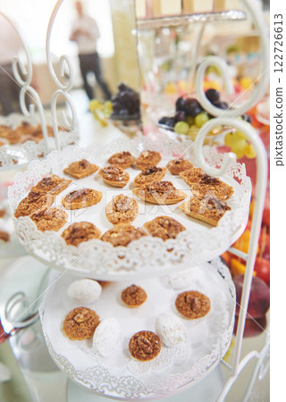 Delicious sweets on candy buffet 122726613