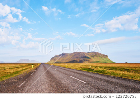 Asphalt road to the mountains Iceland. Beauty world 122726755