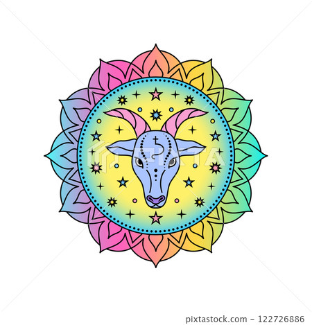 Capricorn Zodiac Sign in colorful palette  122726886