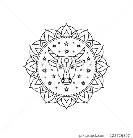 Taurus Zodiac Sign in line art style 122726897