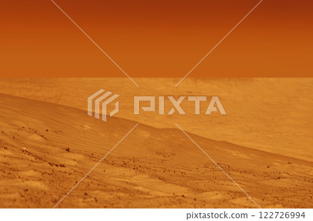 Surreal colorful landscape with vivid red colors desert 122726994