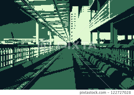 Pixel art style pedestrian bridge between Shin-Toyohashi Station and Platt 122727028