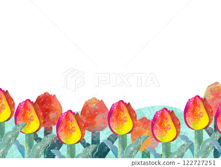 A background illustration of many bright red tulips in paper cutting style A background illustration of many bright red tulips in paper cutting style 122727251